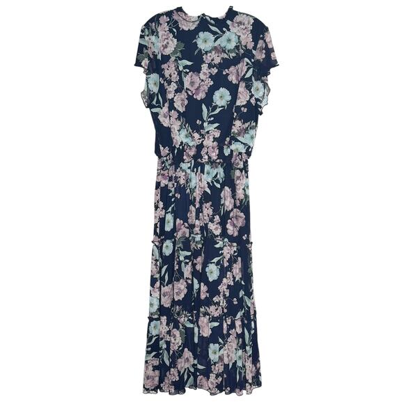 Joie De Vivre Dress Feminine Boho Cottage Romantic Garden Floral Maxi Blue 2X - Picture 5 of 5